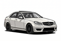 Custom car artwork of a white Mercedes C63 AMG